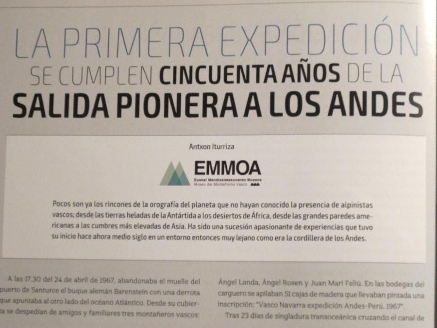 La primera expedición vasca a los andes en Pyrenaica